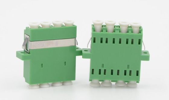 LC APC Quad Fiber Optic Adapter SM Flangeless Green Color Untuk Jaringan Telekomunikasi