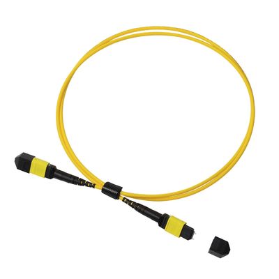 1m 3m 5m 10m MTP MPO OS2 Kabel Batang Mode Tunggal, 12 Serat, Tipe B, LSZH, Kuning