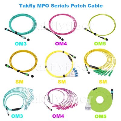 12/24 Cores Fiber Optic MTP MPO Patch Cord, SM, OM3, OM4, OM5, 3.0mm