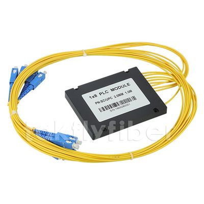 Kabel 2.0mm 1X8 Fiber Optic PLC Splitter Modul ABS Dengan Konektor SC