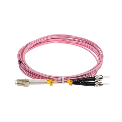 LC-ST OM3 Multimode Fiber Optic Duplex Patch Cord Warna Merah Muda
