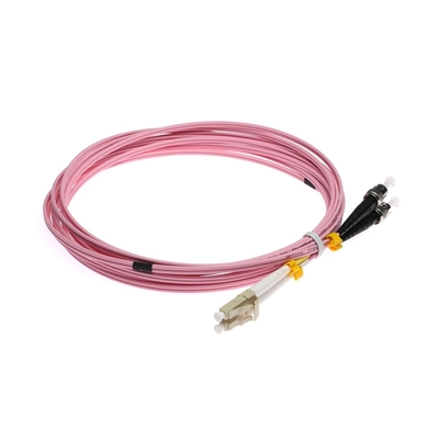 LC-ST OM3 Multimode Fiber Optic Duplex Patch Cord Warna Merah Muda