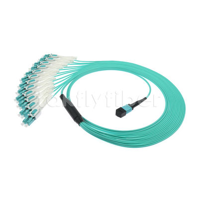 Kabel Patch Fiber Optik MPO MTP 24 Core 12LC DX OM3 Fanout untuk LAN dan WAN