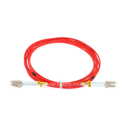 LC Duplex LSZH Fiber Patch Cord Warna Merah OM2 50/125nm