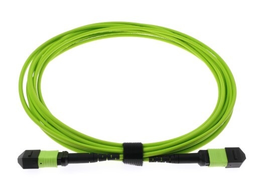 20m Lime Green OM5 MPO/MTP Kabel Serat Optik dengan Konektor Keramik Zirconia