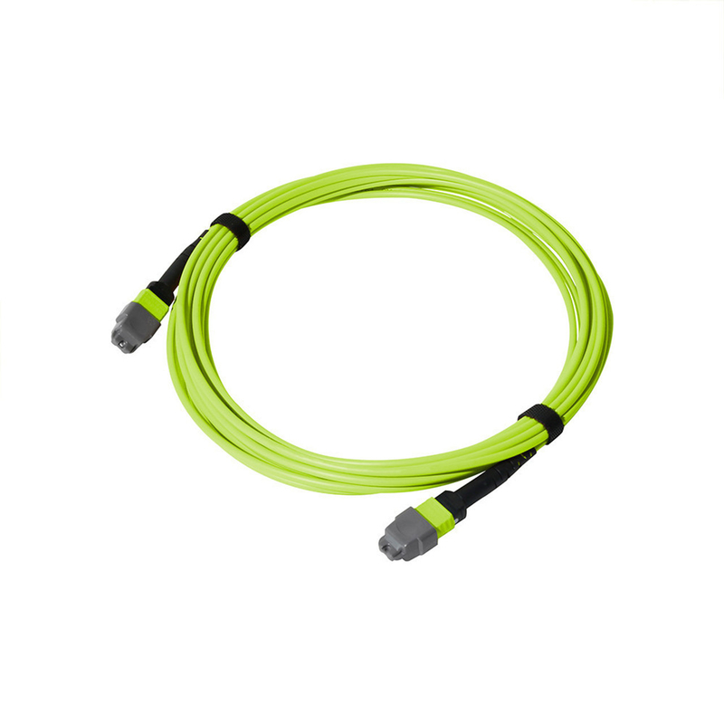 24-Fiber Multi Mode MPO MTP Kabel Serat Optik In Lime Green LSZH Jacket