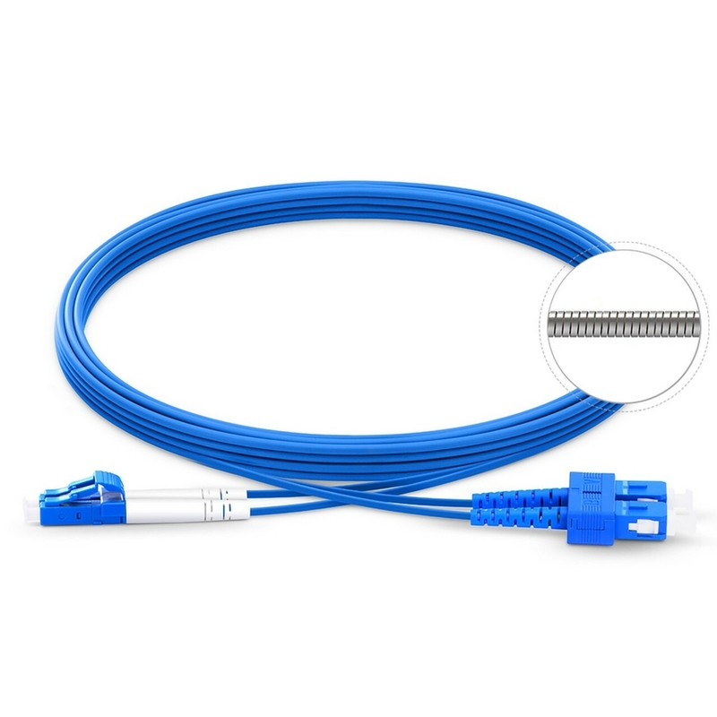 Blue Fiber Optic Patchcord Simplex Duplex 3,0mm Diameter Low Insertion Loss Kabel Serat