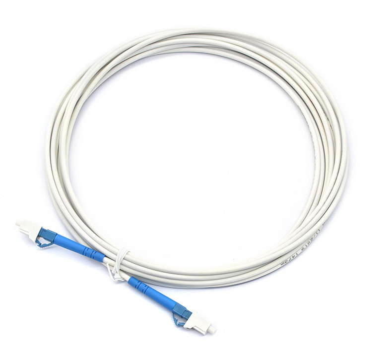 Low Insertion Loss LC Patch Cord Fiber Cable Duplex Simplex Jacket Warna Putih Konektor Biru