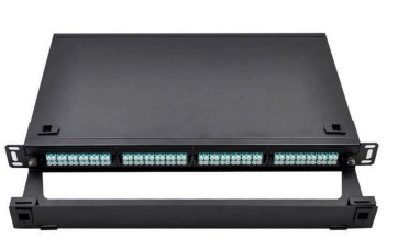 96F Panel adaptor kaset 1U Rack Mount MPO Patch Panel untuk Data Center Tinggi 1U