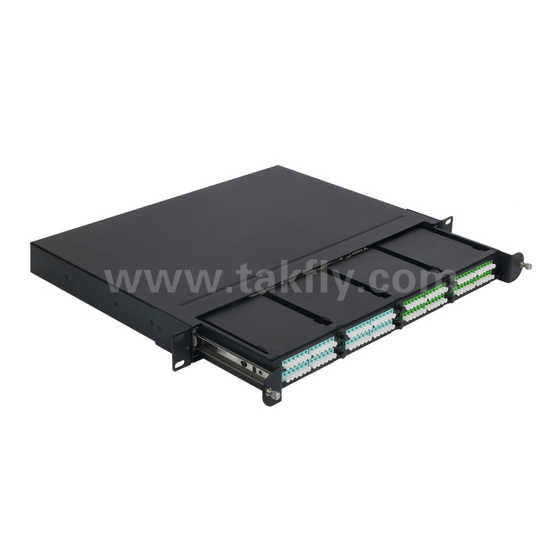 1U Rack Mount 24F MPO-LC MTP Patch Panel Densitas Tinggi 96F Untuk Data Center