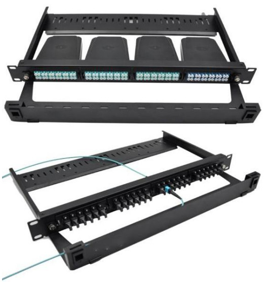 1U MPO MTP Fiber Optic Patch Panel 24 Port Untuk Data Center