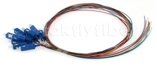 Telecom Grade 0.9mm 12 Color Fiber Optic Pigtail dengan Konektor SC/UPC dalam warna Oranye
