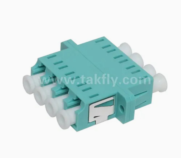 LC Quad APC Upc 4 Core Fiber Optic Adapter dengan Flange Simplex dan Duplex Body Style