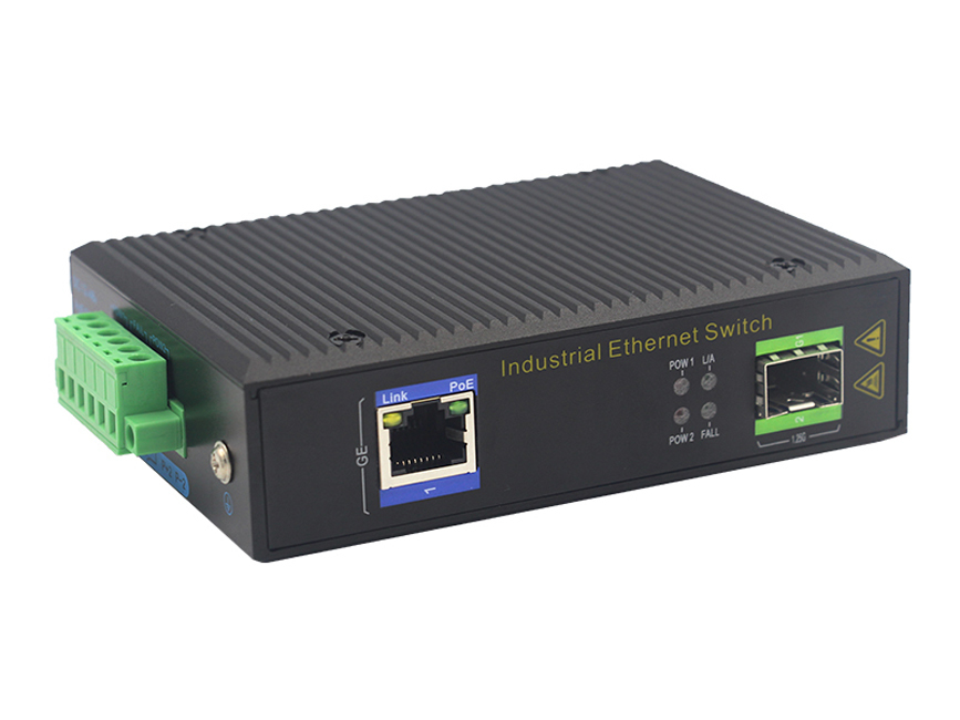 Industrial Gigabit POE Switch dengan 1 SFP Port dan DIN-Rail Mounting