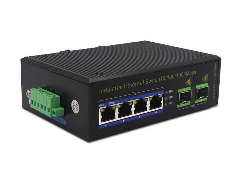 Industrial POE Ethernet Switch 4 Port Gigabit 2 SFP DIN-Rail