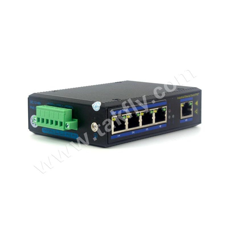 Sakelar POE Industrial 5-Port Gigabit DIN-Rail Mount IP40