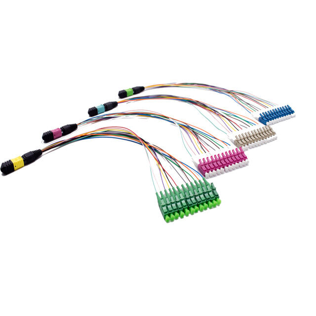 MPO MTP Male Female to LC SC FC ST SM MM OM3 OM4 Fiber Optical Breakout Cable Fiber Optic Patchcord/Optical Fiber Patch Cable/Optical Fiber Trunk Cable/Optical Fiber Fanout Cable dengan Low Insertion Loss