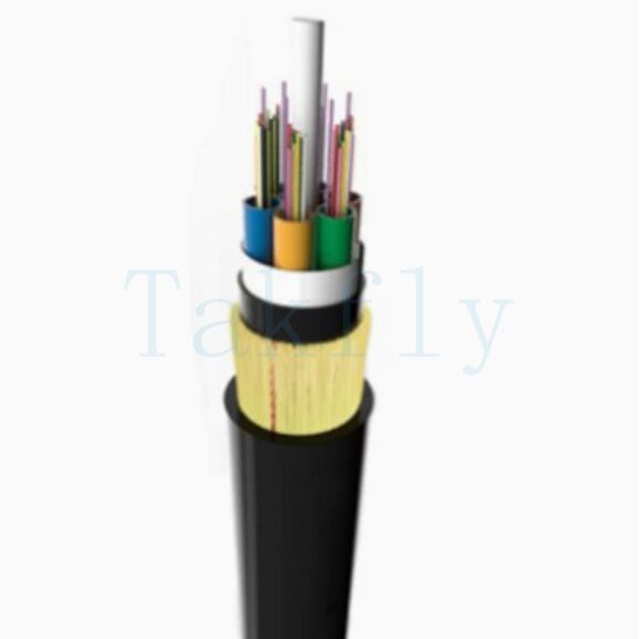 ADSS 2-24 Core Loose Tube Aerial Cable FRP Central Member, Aramid Yarn, PE/AT Outer Sheath