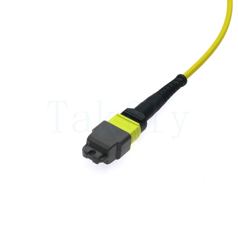 12F MTP(M) MTP(F) APC Patch Cord, SM G657A1, 1m, 3.0mm, LSZH Kuning, Boot tidak sensitif lentur, Kerugian rendah