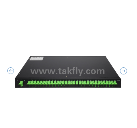 1U Rack Mount PLC Optical Splitter – Panel 19", G657A1 mode tunggal, SC/APC, untuk Distribusi Sinyal Optik