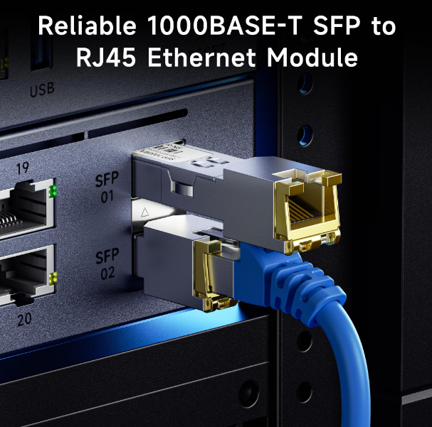 Modul RJ45 Gigabit SFP – Transceiver SFP Tembaga 1000BASE-T dengan 1,25Gbps dan EMI Rendah