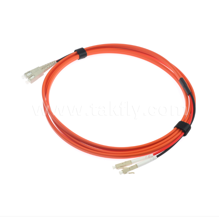 SC-UPC ke LC-UPC OM1 Duplex Flat Twin Fiber Patch Cord Kabel Jumper Optik Multimode Oranye 2.0mm
