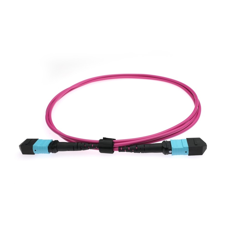 Kabel serat optik tipe A/B/C polaritas 12 MPO MTP OM4 untuk transfer data cepat